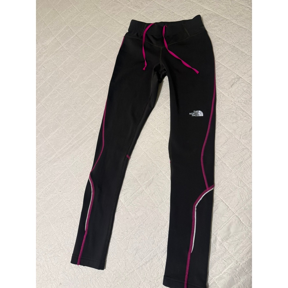 The North Face Womens XS Black Pink Contrast Stitch Ankle Zip Running Leggings